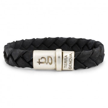 Leather bracelet marcus black backside
